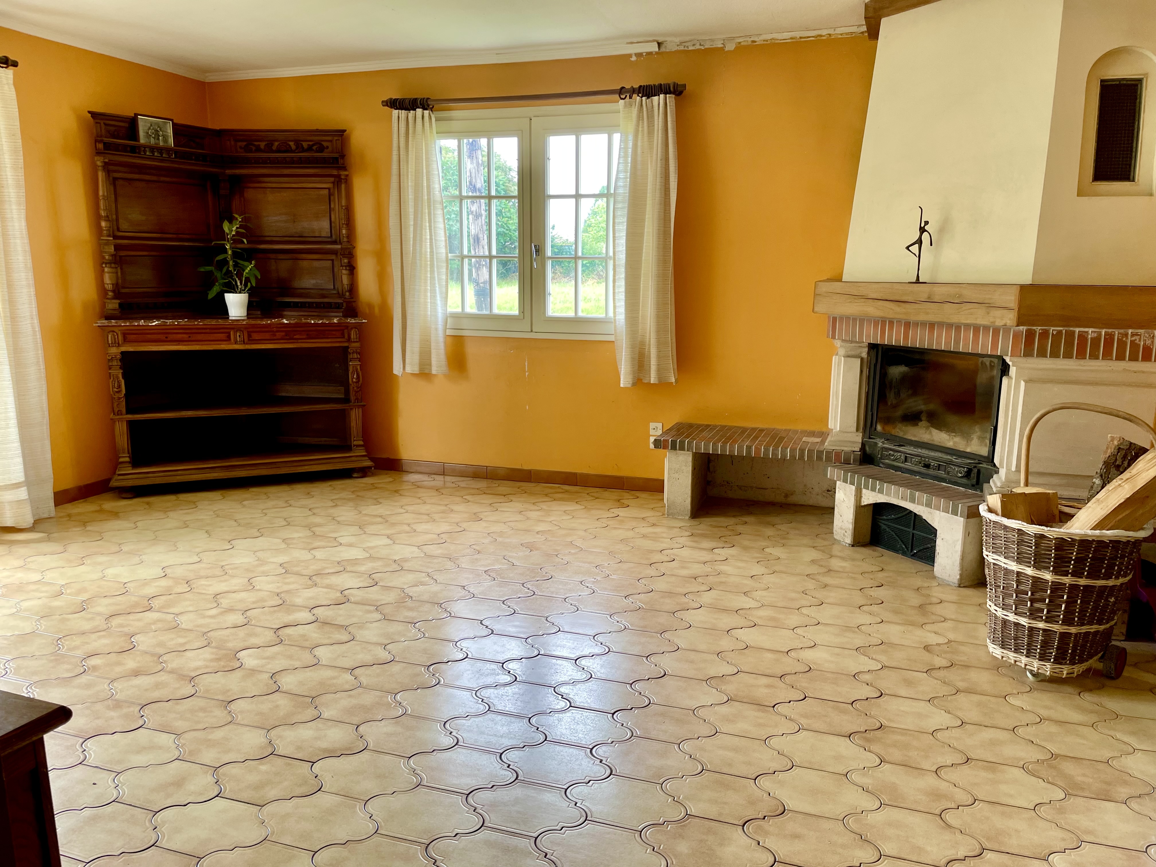 Salon lumineux de 40m² avec cheminée — Maison à vendre Charmont 51330